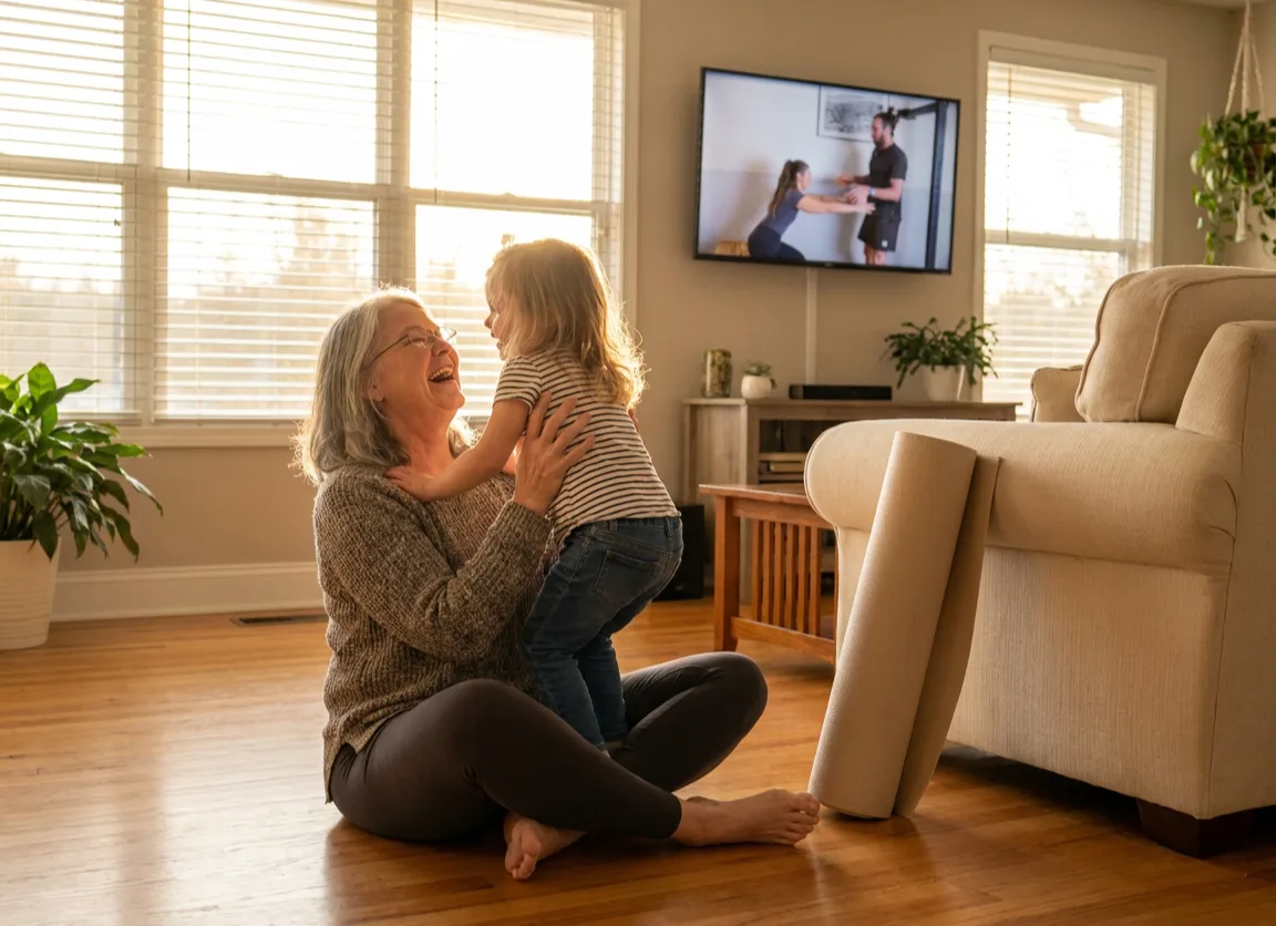 Woman in her 50s touching her knee while sitting