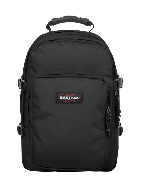 Schwarzer Eastpak Provider Rucksack mit gepolsterten Schultergurten und Frontfach