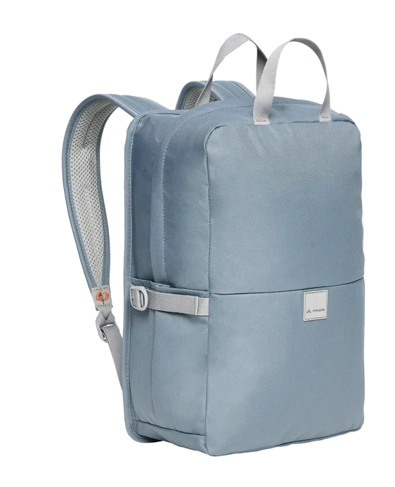 Hellblauer Vaude Coreway 17 Rucksack in heron-Farbe mit Toploader-Verschluss und Mesh-Schultergurten