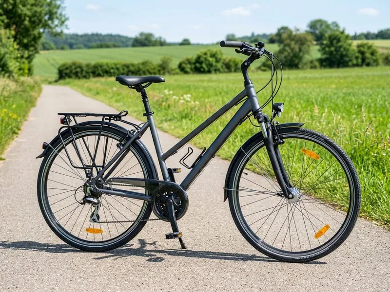 Trekkingrad auf einem Feldweg